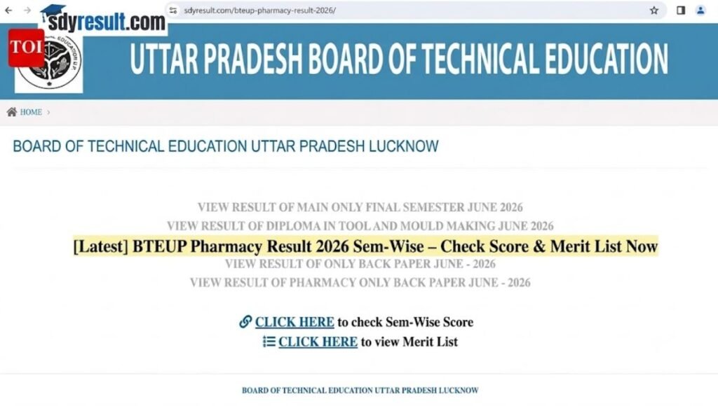 BTEUP Pharmacy Result 2026